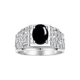 thumbnail image 1 of RYLOS Men's Rings Sterling Silver Designer Nugget Ring Oval 9X7MM Gemstone &  Diamonds  Cabochon Onyx Birthstone Rings For Man Size 8, 1 of 7