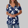thumbnail image 1 of Soki Women's Off Shoulder Tee Clearance Blouses Short Sleeved V-Neck Fashionable Tops, 1 of 6