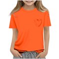 thumbnail image 4 of T-Shirt d'Été à Manches Courtes pour Filles, Col Rond, Ourlet, Tunique Douce, Hauts, T-Shirts, Orange, 12-13 Ans, 4 of 7