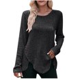 thumbnail image 1 of Timegard Hauts pour Femmes à Côtes à Manches Longues à Encolure Dégagée Chandail à Boutons d'Automne Décontracté Ample Hauts Chandail, 1 of 5