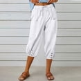 thumbnail image 1 of DPTALR Women Summer Casual Loose Bandage Button Pocket Solid Trousers Capris Pants, 1 of 6