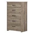 thumbnail image 2 of South Shore Tassio 5-Drawer Chest for Adult, in Weathered Oak, 2 of 11