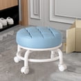 thumbnail image 4 of Blue Universal Wheeled Low Stool Multifunctional Rolling Design Durable Pu Leather Lightweight Portable For Home Office Seating #575PA, 4 of 8