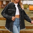 thumbnail image 4 of Babysbule Manteaux d'Hiver pour Femmes Mode pour Femmes Couleur Col à Revers Style Amincissant Manche Veste en Denim Liquidation Hauts, 4 of 6