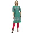 thumbnail image 2 of Bimba Tunique Verte pour Femme à Manches 3/4, kurti Kurta Imprimée, Tenue Ethnique-24, 2 of 5