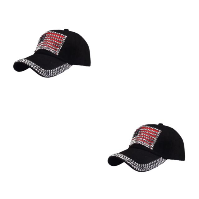 kurtrusly Casquette de Protection Solaire avec Sangle Réglable pour les Amateurs de Baseball Casquette de Baseball Chapeau de Polyester Multicolores à la Mode Noir 2Set