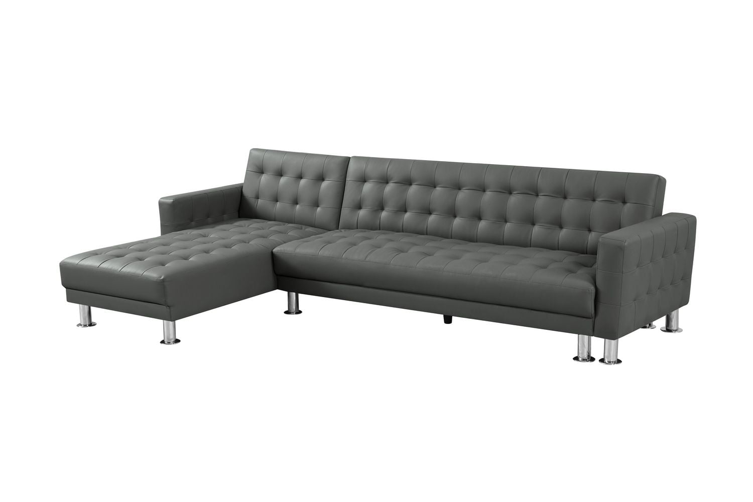Velago ATTALENS Canapé-lit sectionnel en similicuir, gris