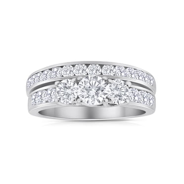 2.00ctw Diamond Three Stone Bridal Set in 14k White Gold