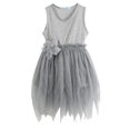 thumbnail image 1 of Petites Filles d'Été de Couleur Unie Cou Sans Manches Robe Irrégulière Ourlet, 1 of 10