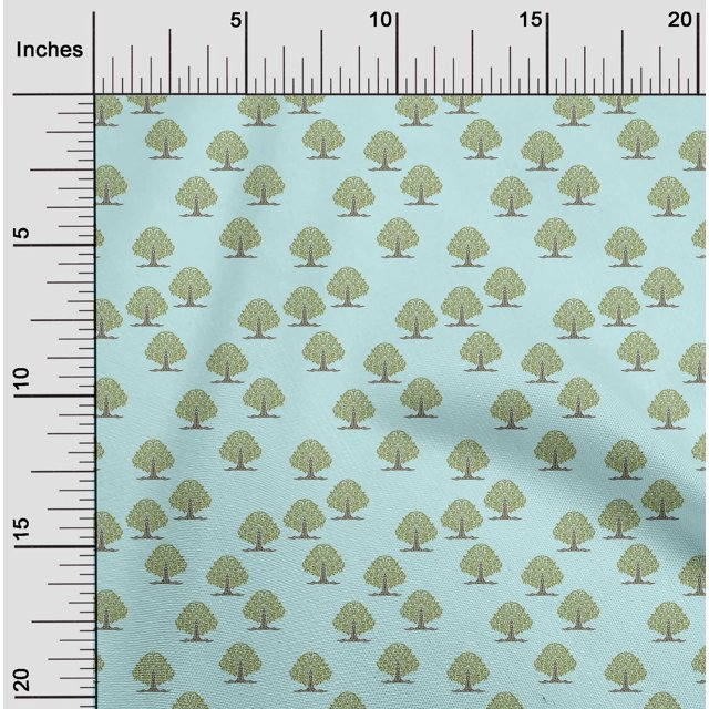 oneOone Georgette Viscose Baby Blue Fabric Floral & Flying Swan Block Craft Projects Decor Fabric Printed By The Yard 42 Inch Wide
