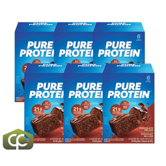 Pure Protein Barres - 6 Barres x 50 g, Saveurs Alléchantes pour une Satisfaction (6/caisse) - Total de 36 Barres