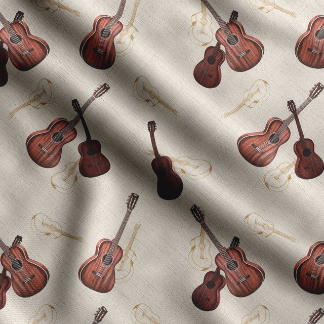 Soimoi Musical Instruments Print, Velvet Fabric, Decor Sewing Fabric by The Yard 54 Inch Wide,Decorative Fabric for Upholstery and Home Accents, Brown