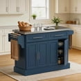 thumbnail image 2 of HOMCOM Îlot de Cuisine avec Rangement, Chariot de Cuisine Roulant, Bleu Marine, 2 of 10
