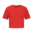 thumbnail image 4 of Yuyuzo Hauts de Sortie pour Femmes T-Shirts à Manches Courtes Col Ras du Cou Crop Top Décontracté Ajusté T-Shirts Basiques, 4 of 6