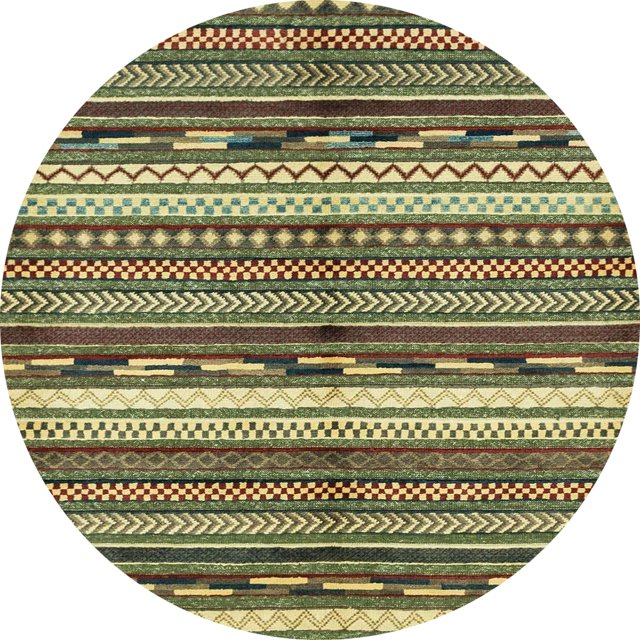 Ahgly Company Indoor Round Abstract Avocado Green Abstract Area Rugs, 8' Round