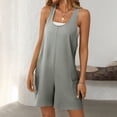 thumbnail image 4 of biudgviw Women's Casual Rompers Summer Sleeveless Scoop Neck Racer Back Strap Jumpsuits Trendy Short Overalls with Pockets, 4 of 7