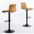 thumbnail image 4 of Bar Stools Set of 2, Height Adjustable Swivel Barstools, Bar Chairs with Backs & Metal Footrest for Home Kitchen, Barstools for Kitchen Dining Reception, PU Leather, Brown, 4 of 6