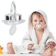 thumbnail image 3 of Silicone Baby Pacifier Silver A-Z Letters Safe BPA Free One Piece Seamless Pacifier with Lid for Infant 6-18 Months, 3 of 7