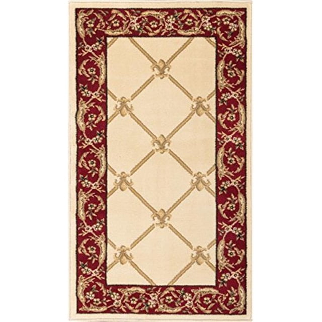 Infinity Home 36223 2 ft. 3 in. x 3 ft. 11 in. Timeless Fleur De Lis Area Rug - Ivory