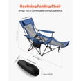 thumbnail image 2 of VEVOR Reclining Camping Chair, 4 Adjustable Positions, Portable Folding Lounger for Adults, Mesh Beach Chair with Headrest & Foot Rest, Supports 220 lbs, Heavy Duty Camp Chairs for Patio, Blue, 2 of 9