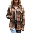 thumbnail image 1 of Yuyuzo Plaid Flannel Shirts for Women Oversized Long Sleeve Shacket Jacket Button down Blouse Tops, 1 of 6