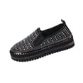thumbnail image 1 of Black Flats Shoes For Ladies Solid Rhinestone Round Toe Slip On Shallow Thick Sole Loafers Comfortable For Everyday Style And Easy Slip On Design Size 36, 1 of 9