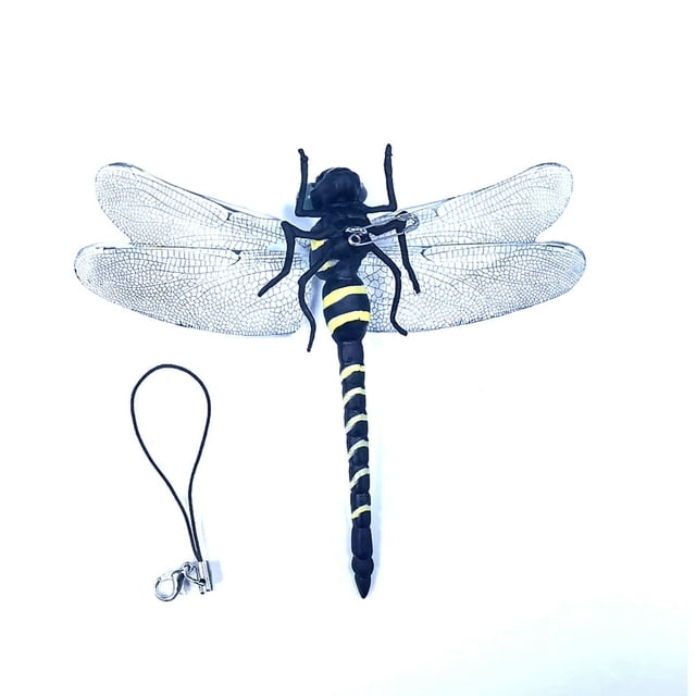 Figurine de Libellule en PVC, Modèle de Libellule Simulé, Répulsif avec Épingle et Sangle pour Camping, Alpinisme, Pêche en Plein Air