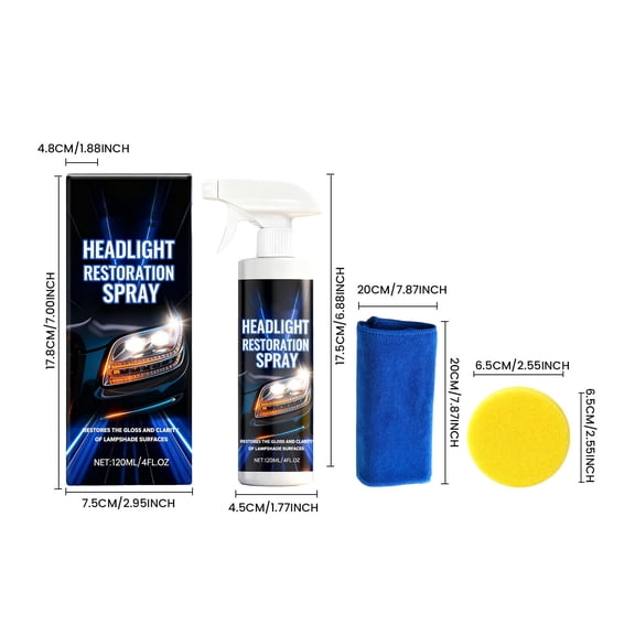 Vaporisateur de Soin pour Phares Réparation Polissage Agent de Soin pour Améliorer la Vision 120 ml
