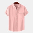 thumbnail image 2 of Besolor Mens Summer Short Sleeve Shirts Collared Button down Shirts Big and Tall Casual Solid Color Beach Shirts Tops, 2 of 6