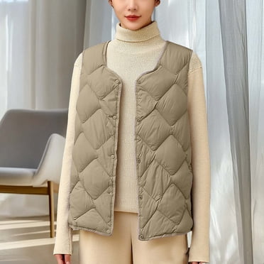 Taylonsss Veste Sans Manches Légère en Duvet pour Femme, Courte, Doudoune Chaude Isolée Thermiquement, Décontractée, Extérieur, Bureau, Hiver, Confortable, Polyester