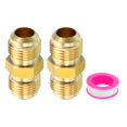 thumbnail image 1 of Unique Bargains 3/8 Inch Male Flare x 3/8 Inch Male Flare Connector Brass Adapter Union Tube Coupler, 2Pcs, 1 of 5