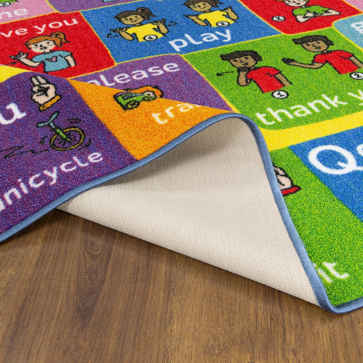 KC Cubs collection de récréation ABC Alphabet ASL langue des signes apprentissage éducatif et aire de jeu tapis de tapis pour enfants et enfants chambres et salle de jeux