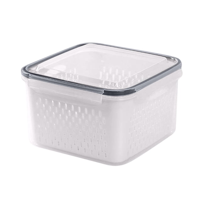 Pompotops Fruit Vegetable Storage Containers for Fridge Draining Fresh Containers 3 in 1 Produce Storage Containers Large Organizer Bins with Lid & Colander Clearance