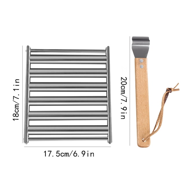Portable Stainless Steel Rolling Rack Hot Dog Rack Using Roller Rack Dismantling Stainless Steel Sausage Rack Rolling Barbecue with Four Sticks Hot Dog Roller