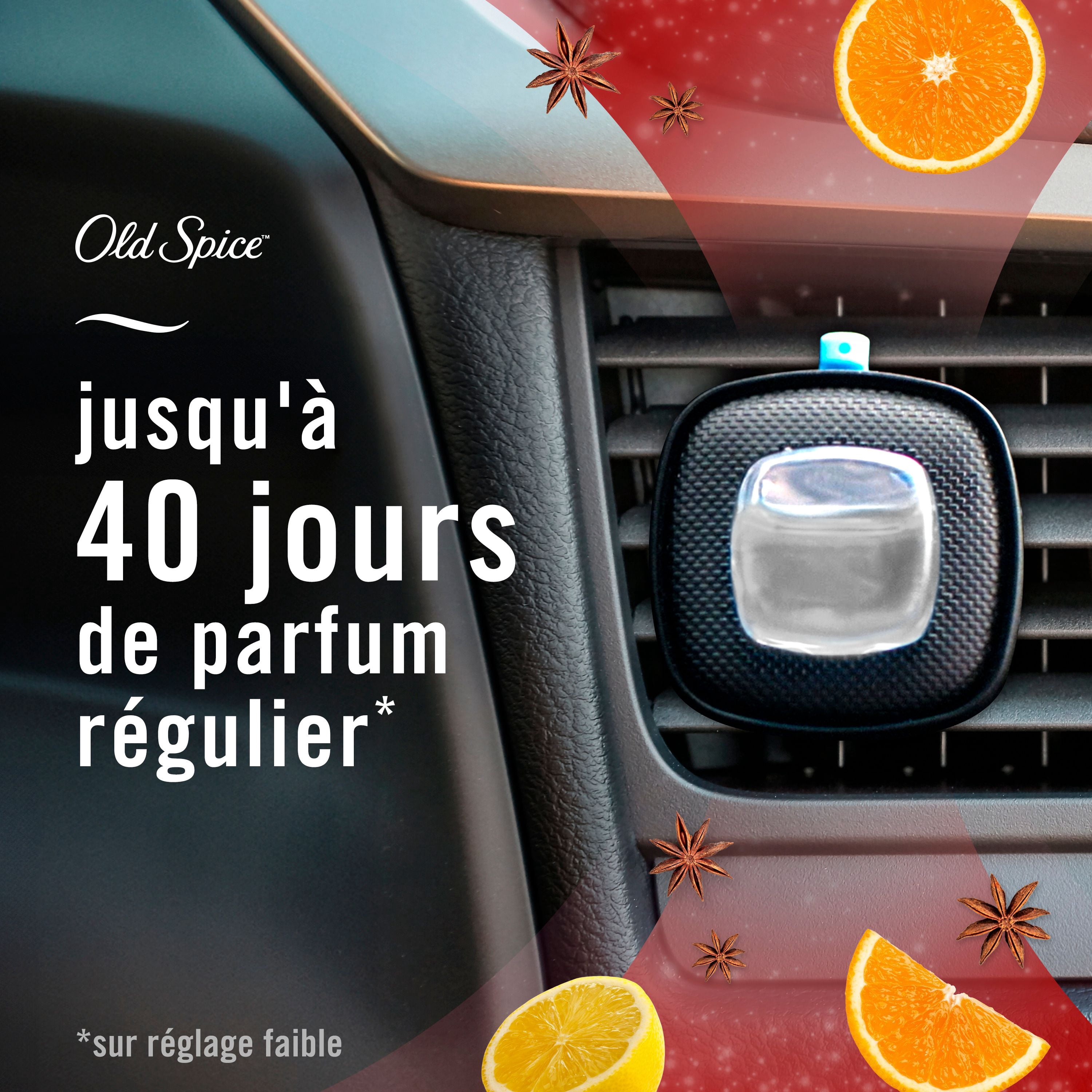Febreze Odor-Fighting Auto Air Freshener, Vent Clip, Old Spice, 4ct