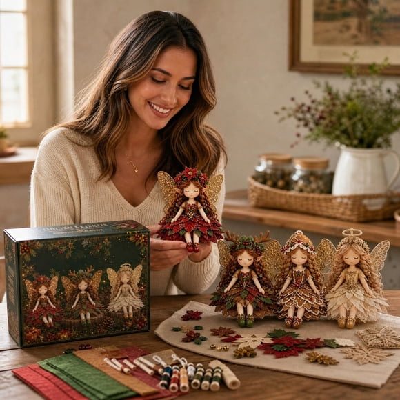Kit Bricolage de Poupée de Noël 4 Styles, Ensemble de Fabrication de Poupée Patchwork Cousu à la Main, Déco des Fêtes, Cadeau pour Adultes, Déco Maison de Noël