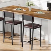 Bar Stools Set of 2, Kitchen Barstools with Thick Cushion, 25 Inch Counter Height Bar Stools with Backrest and Footrest, for Dining Room, Kitchen Island Counter Chairs