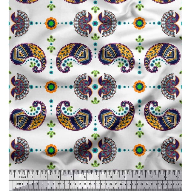 Soimoi Rayon Fabric Dot,Floral & Paisley Fabric Prints by Yard 42 Inch Wide
