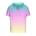 thumbnail image 4 of Besolor Mens Casual Hooded Tops Gradient Drawstring Short Sleeve Shirts Sports ness Pullover Summer Blouse, 4 of 4