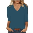 thumbnail image 3 of WRKEKC Chemises à Manches Longues pour Femmes, Hauts à Manches Longues pour Femmes, Haut/chemise à Col Rond à Manches Trois-Quarts Ample et Décontracté Uni pour Femmes, 3 of 6