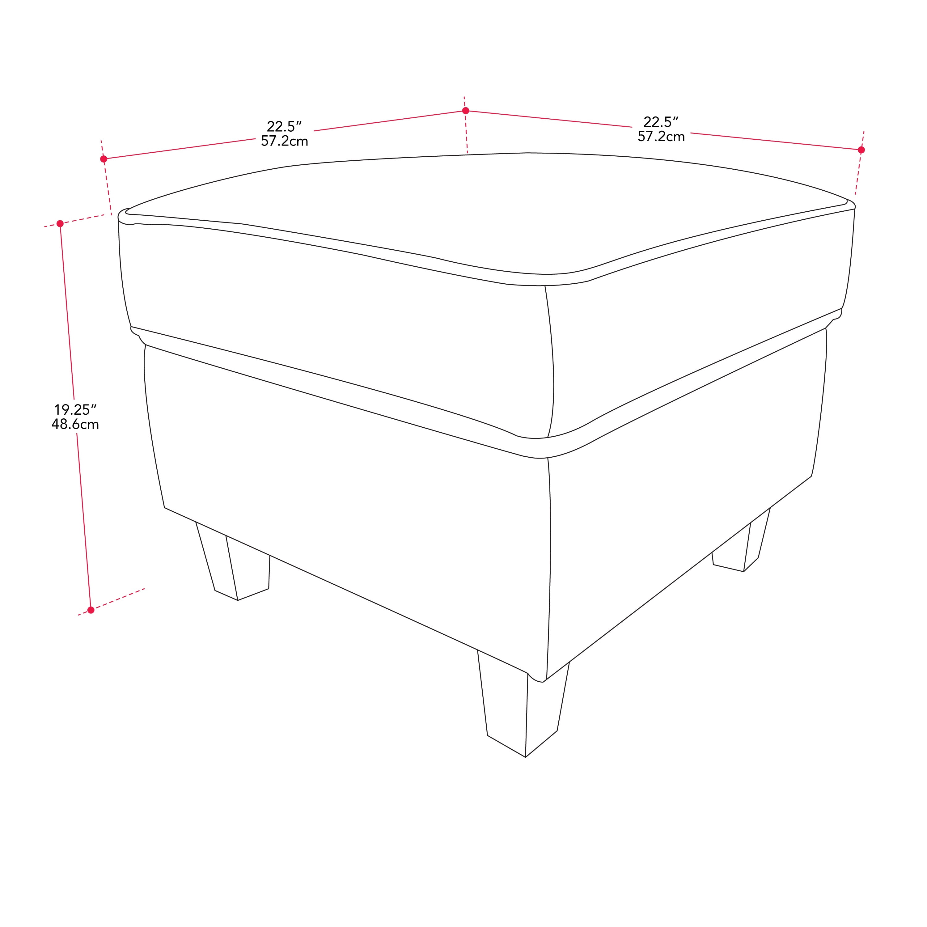 Pouf carré CorLiving Georgia en polyester aspect lin avec pieds en bois, taupe