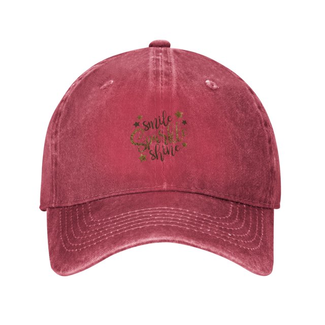 ZICANCN Casquette de Baseball Réglable Femmes, Chapeaux Golden Star Pattern pour Hommes Adulte Lavé Coton Denim Baseball Caps Mode, Rouge