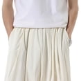 thumbnail image 4 of WRKEKC Casual Pants for Men Casual Pocket Drawstring Solid Color Elastic Waist Side Drawstring Cropped Pants for Daily Casual Outings Lounge Comfortable Wear, 4 of 5