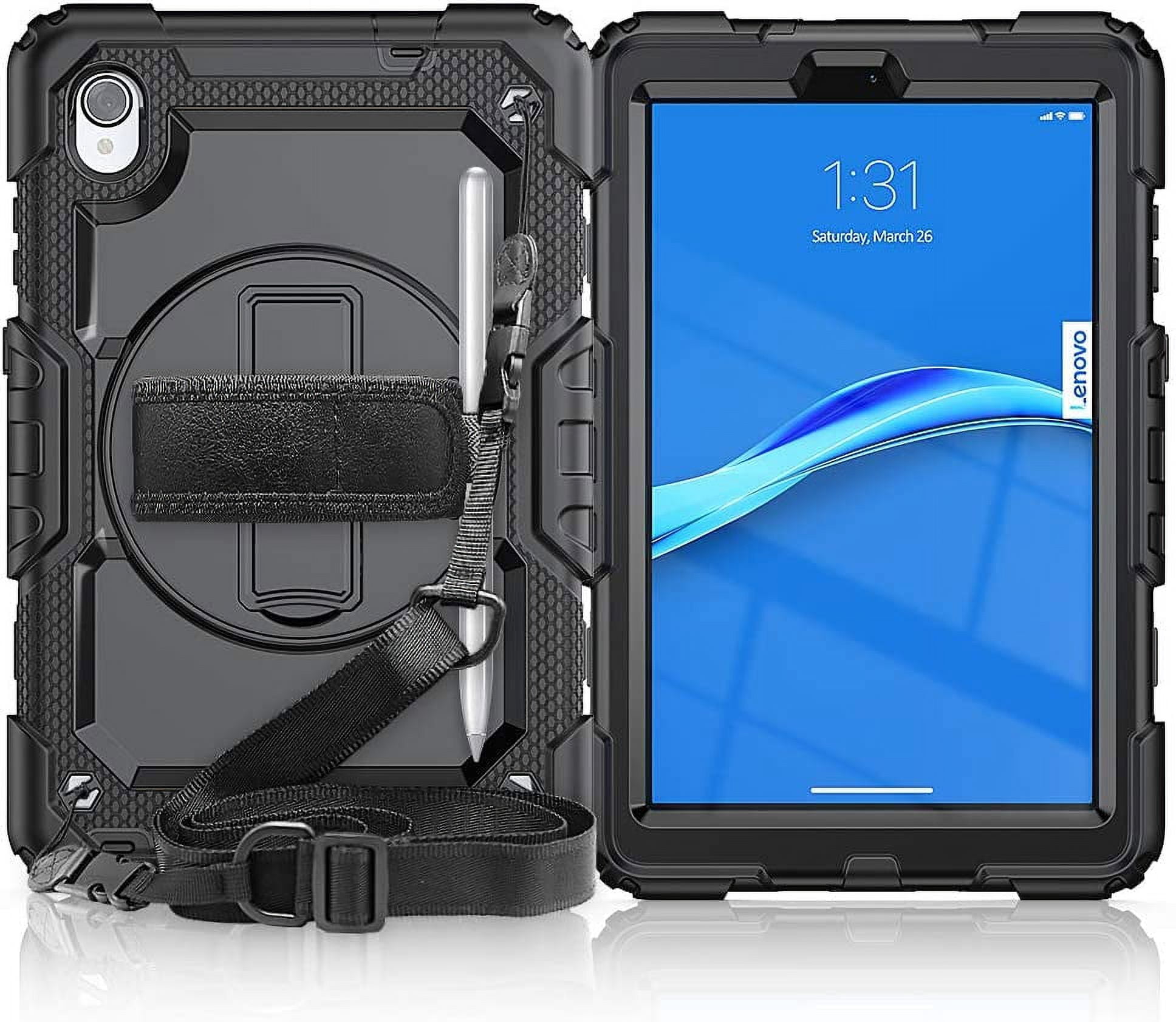 Lenovo Tab M8 HD 2nd Gen/Tab M8 FHD 2019 Case, Full-Body Protective Shockproof Cover with Screen Protector, 360° Rotating Stand, Hand/Shoulder Strap for Lenovo M8 8.0"