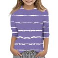 thumbnail image 2 of Splozh Longues Blouse à Manches pour Fille, T-Shirt Décontracté à Col Rond à Manches Trois Quarts, Haut Basique Régulier à Manches 3/4, Violet, 10-11 Ans, 2 of 5
