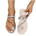 thumbnail image 4 of LSLJS Women Summer Clip-Toe Shoes Rhinestone Flats Casual Beach Sandals, Women's Slippers, 4 of 9