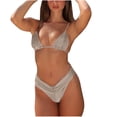 thumbnail image 1 of Women's Triangle String Bikini Set Sexy Tie Back Two Piece Swimsuit Cute Spaghetti Strap Bathing Suit, 1 of 4