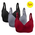 thumbnail image 2 of VEKDONE 3PC Woman's Large Size Solid Color Without Steel Ring Gathering Comfortable Bras Daily Bra Red 44/100, 2 of 3