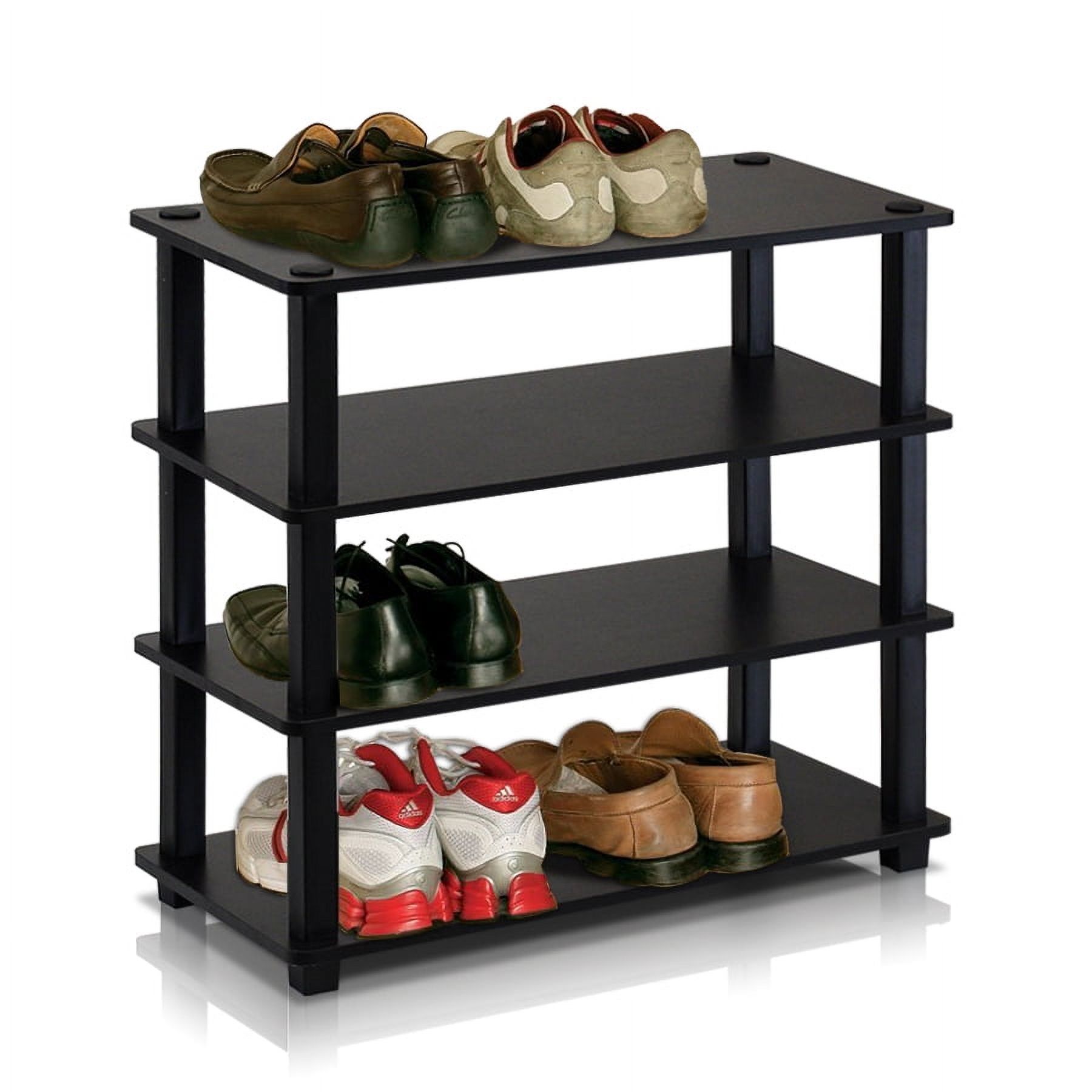 Furinno Turn-S-Tube Engineered Wood 4-Tier Shoe Rack in Espresso/Black