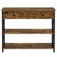 thumbnail image 2 of Fullfurnique Vintage Wooden Console Table with 1 Drawer and 2 Open Shelves, Rustic Brown, 2 of 7